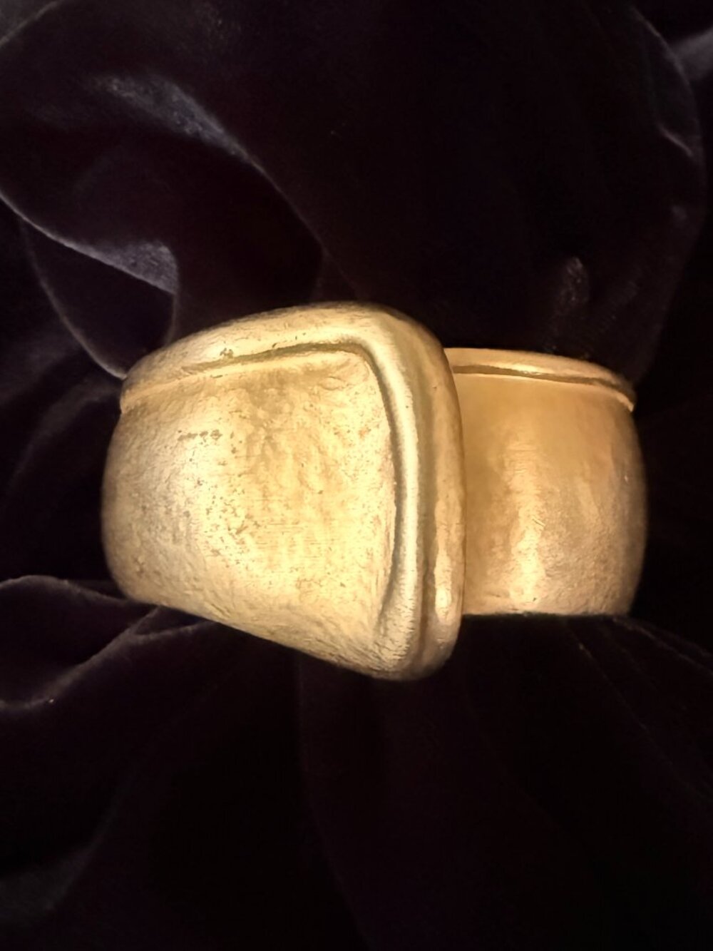 Les Bernard Vogue Matte Gold Hinged Bangle Bracelet VO